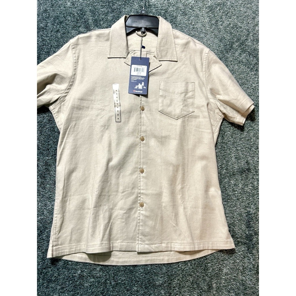 Birddogs Men's Tech Linen Shirt Chateau Grey Size Medium Short Sleeve (H9)